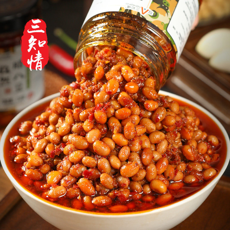香辣孜然腊八豆拌饭拌面酱黄豆酱调味酱料下饭菜瓶装开胃湖南特产