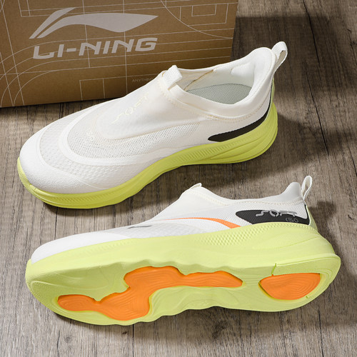 李宁soft go2代一脚蹬休闲鞋男款2025夏季新款透气运动鞋AGLV005