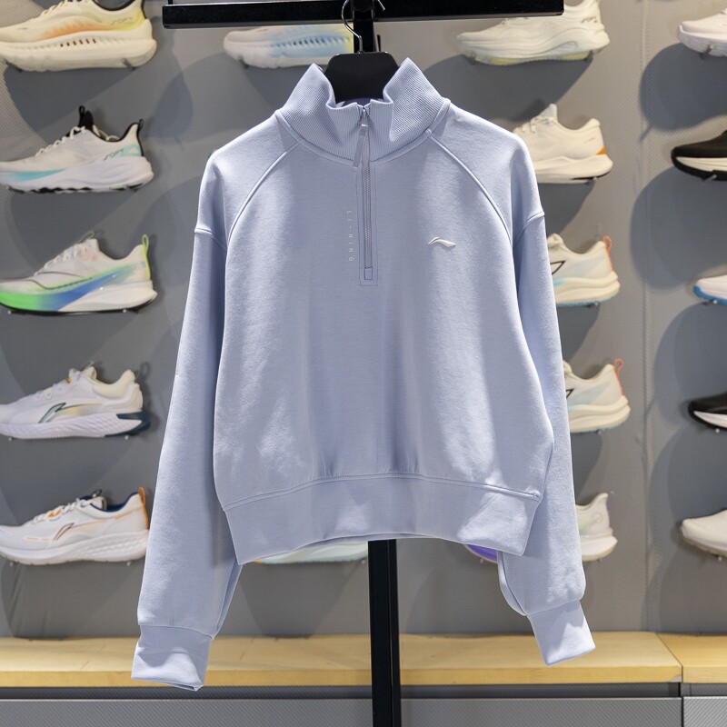 李宁卫衣无帽女2025秋季新款健身系列半拉链舒适宽松潮流套头衫