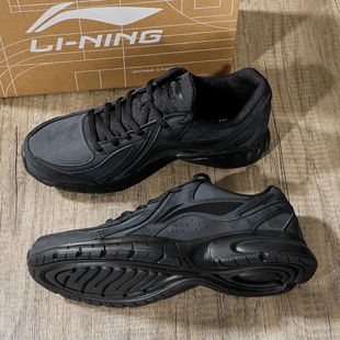 李宁轻质跑步鞋男2025冬季新款软弹男鞋黑色防水运动鞋休闲慢跑鞋