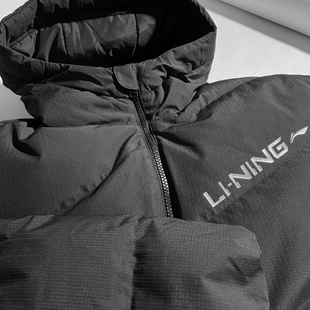李宁鸭绒羽绒服男2025冬季 运动宽松保暖连帽防风外套AYMU079 新款