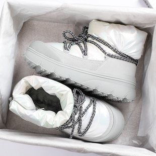 雪地靴软底潮流女鞋 李宁蜜糖boot高帮休闲鞋 时尚 新款 女2025冬季