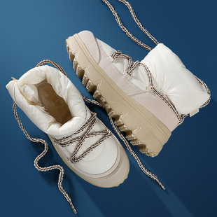 雪地靴软底保暖女鞋 李宁蜜糖boot高帮休闲鞋 时尚 新款 女2025冬季