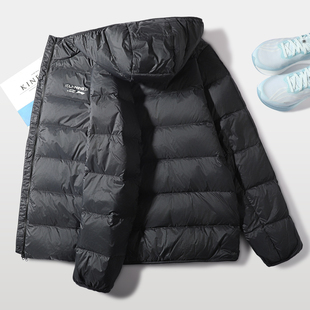 李宁薄款连帽短羽绒服男2025冬季新款90%鸭绒运动宽松秋冬外套