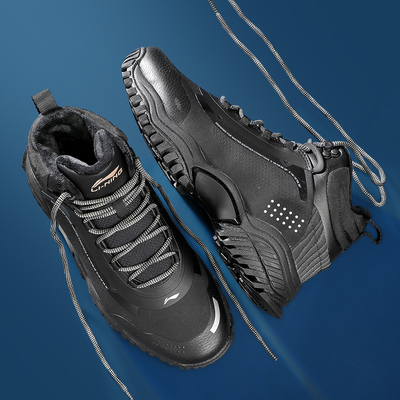 李宁霸虎加绒男鞋男2025冬季新款加厚保暖软底运动鞋防滑耐磨鞋子