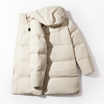 李宁中长款羽绒服2025冬季新款羽毛球系列鸭绒保暖连帽国旗款外套