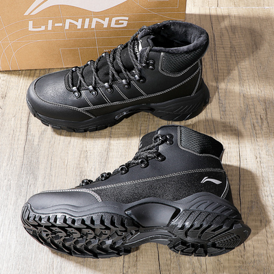 李宁加绒运动鞋霸虎LITE男鞋2025冬季新款革面保暖中帮经典休闲鞋