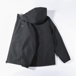 健身系列防泼水宽松双层外套 新款 李宁连帽开衫 运动风衣男2026春季