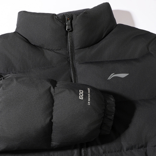 李宁无帽短羽绒服2025冬季新款厚款保暖宽松立领健身鸭绒80%外套