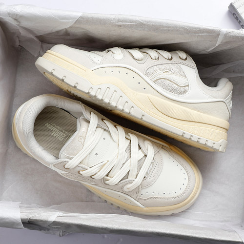 李宁布欧厚款板鞋女款2025冬季新款软底面包鞋舒适休闲鞋潮流女鞋