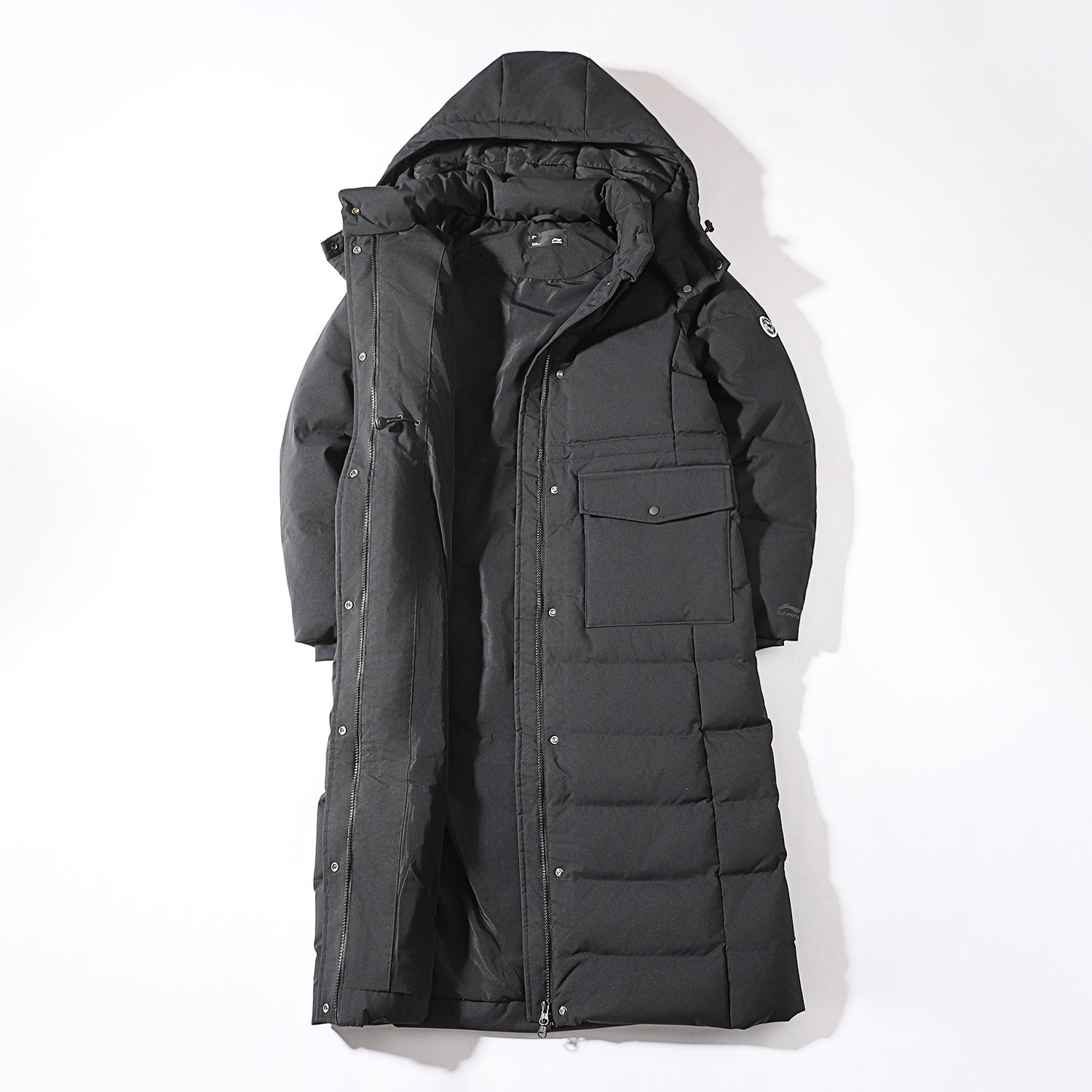 李宁长款羽绒服女款2025冬季新款修身潮流80%鸭绒保暖连帽外套