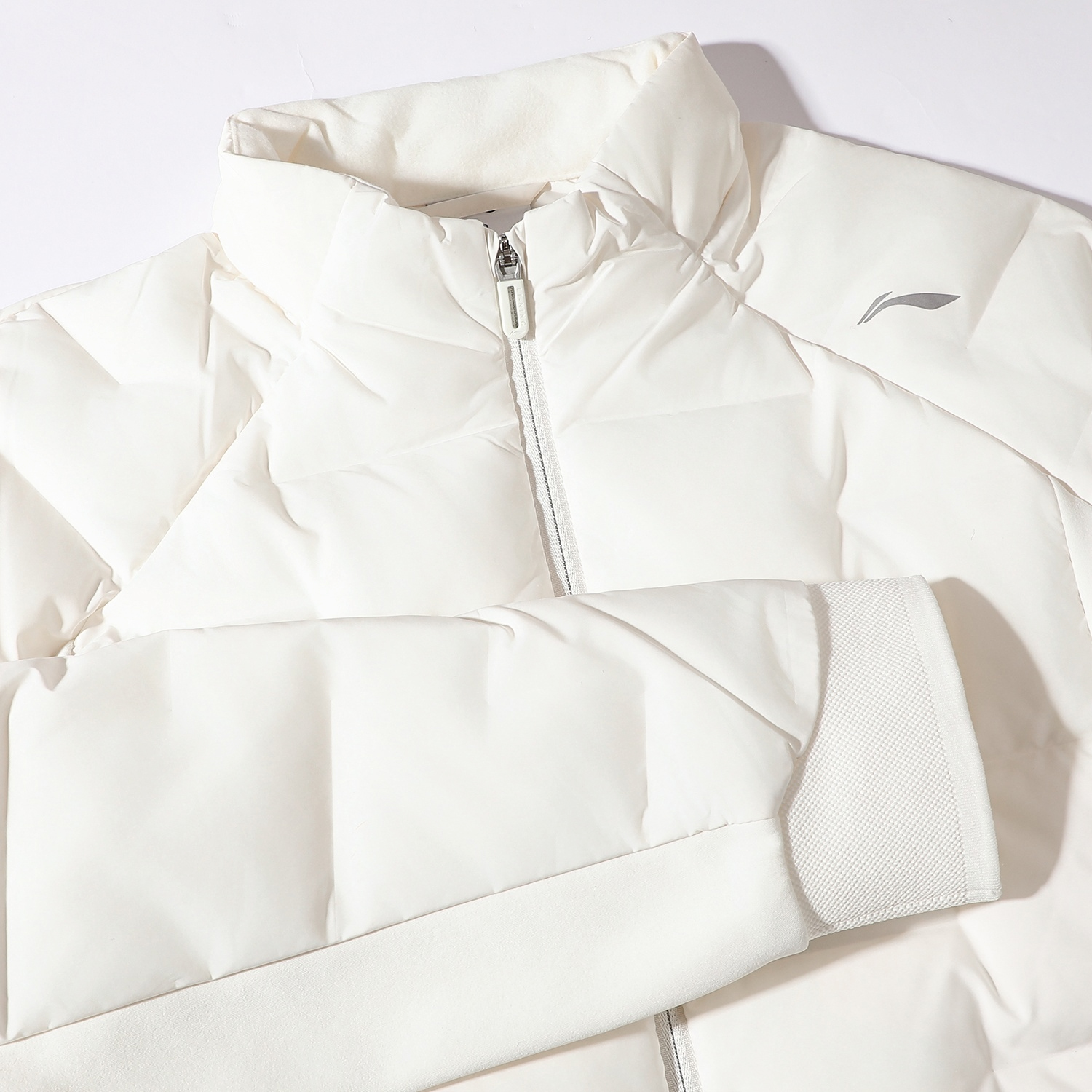 李宁薄款鸭绒短羽绒服女2025新款潮流无帽开衫秋冬季健身休闲外套