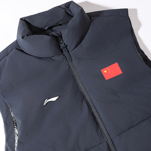 李宁国旗款羽绒马甲男款2025冬季新款荣耀系列90%鸭绒无袖羽绒服