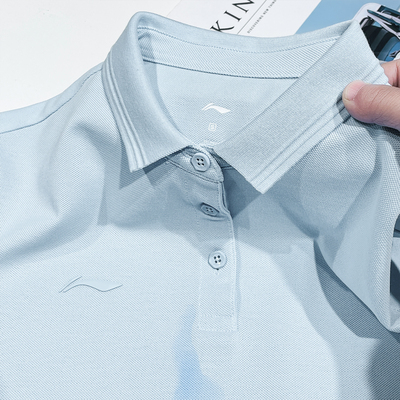 李宁运动POLO衫女款2025春季新款团购系列翻领休闲速干短袖半袖女