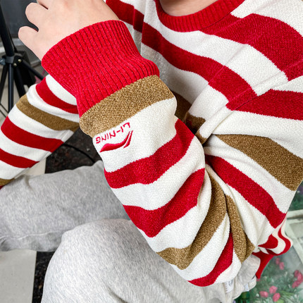 李宁锦纶轻薄毛衣男2025春季新款日进斗金无帽新年卫衣女AMBV051