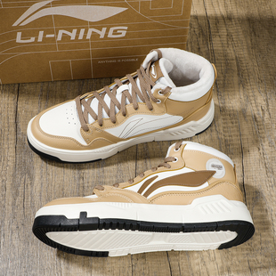 李宁秋冬款中帮休闲鞋男鞋2025冬季新款80S加绒保暖舒适滑板鞋