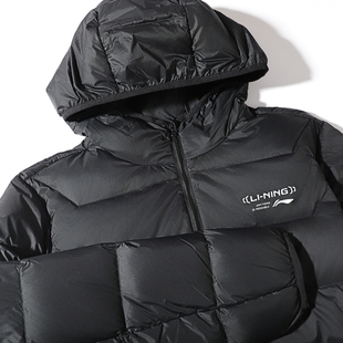 李宁薄款连帽短羽绒服男2025冬季新款90%鸭绒运动宽松秋冬外套