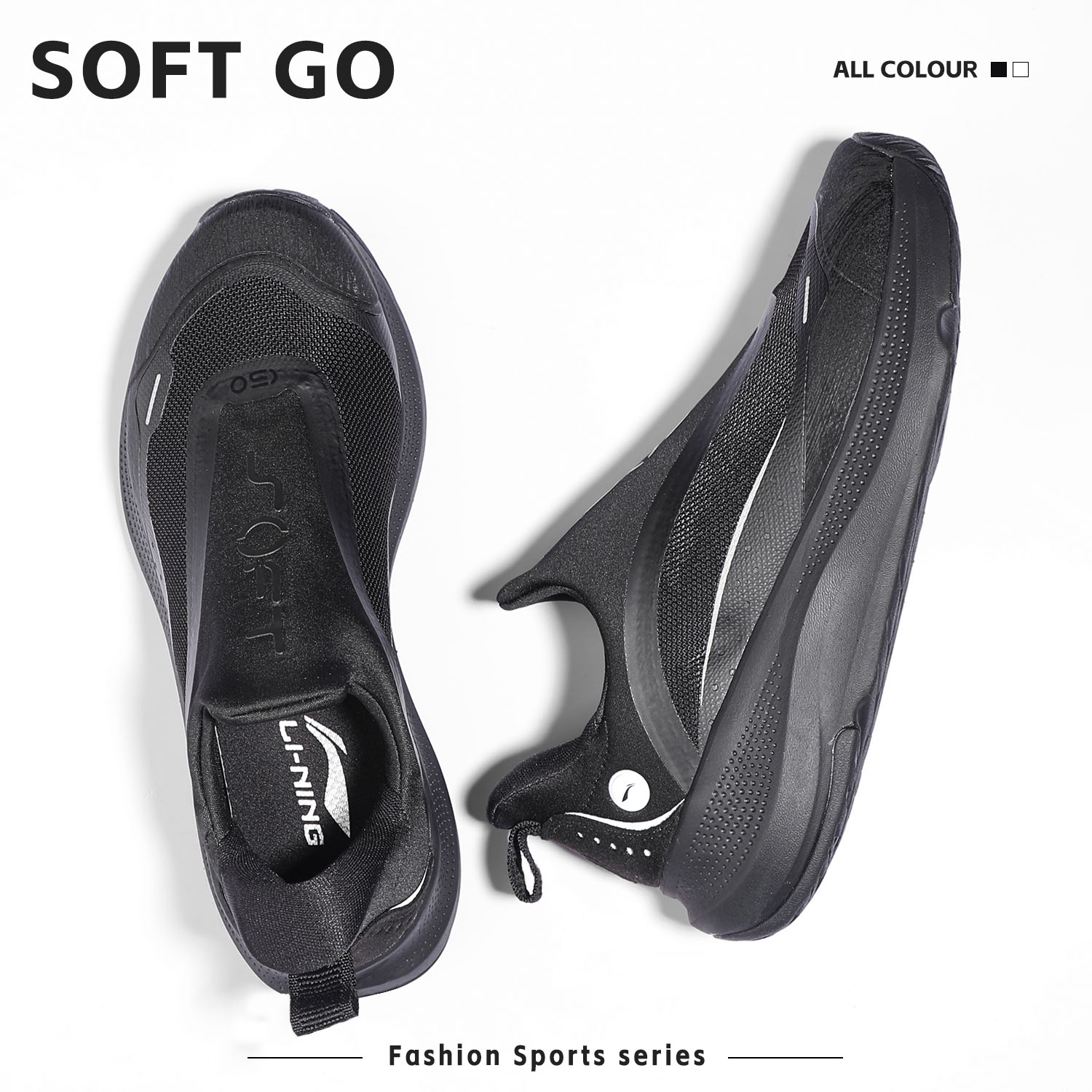 李宁运动鞋男子2025秋新款SOFT GO一脚蹬懒人鞋休闲运动鞋AGLU099