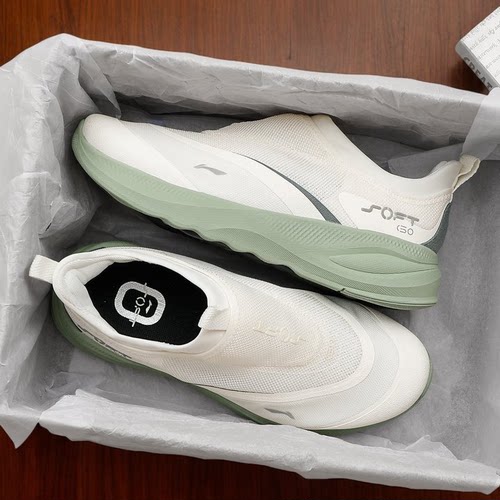 李宁休闲板鞋一脚蹬男款夏季新款网面透气运动鞋减震跑鞋男鞋鞋子