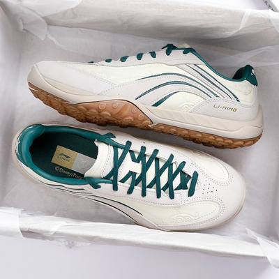 李宁心流休闲鞋男女同款2026春季新款软弹舒适德训鞋革面防水鞋子