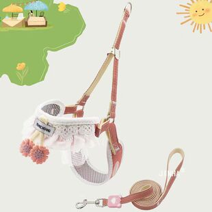 猫咪牵引绳胸背带中小型比熊泰迪博美狗绳子背心式狗脖圈狗外出绳