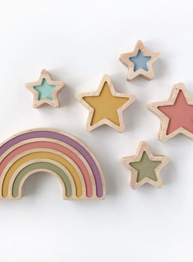 ins风马卡龙彩虹积木壁饰挂件