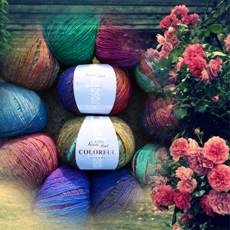 长段染彩点美丽诺羊毛油画线披肩