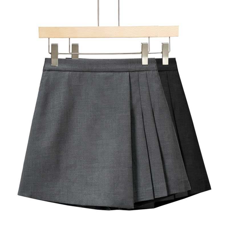 灰色西装裙裤新款2023爆款夏天薄款高腰不规则休闲A字阔腿裤短裤