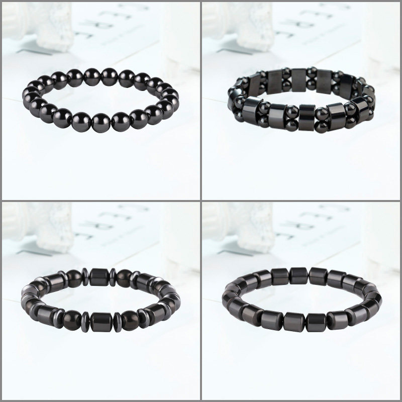 天然磁疗保健磁石手链磁性黑胆石手环男女助睡眠抗疲劳情侣磁手串
