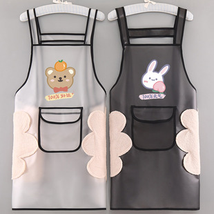 2022新款 TPU家用厨房餐饮水产上班工作服定制 防水防油围裙女透明