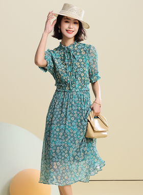 赛兔SAITU 100%桑蚕丝新款14姆米双绉真丝连衣裙 6832120