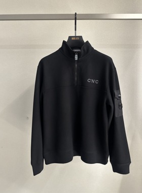 CNC 25秋冬新款 男士字母印花半拉链立领休闲长袖卫衣 811G364006