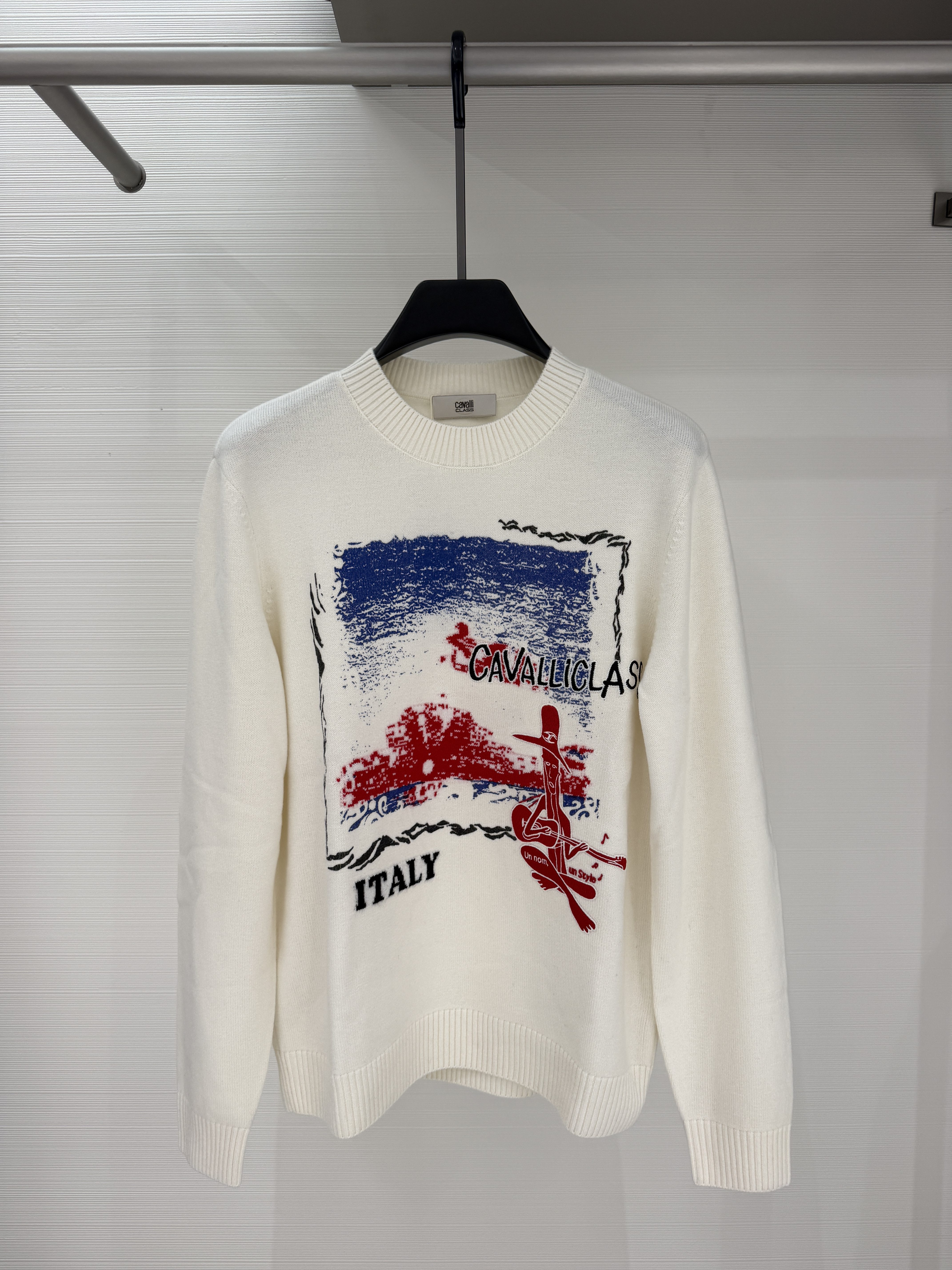 Cavalli Class男装26秋冬新款羊毛衫时尚印花刺绣上衣CM032F3295