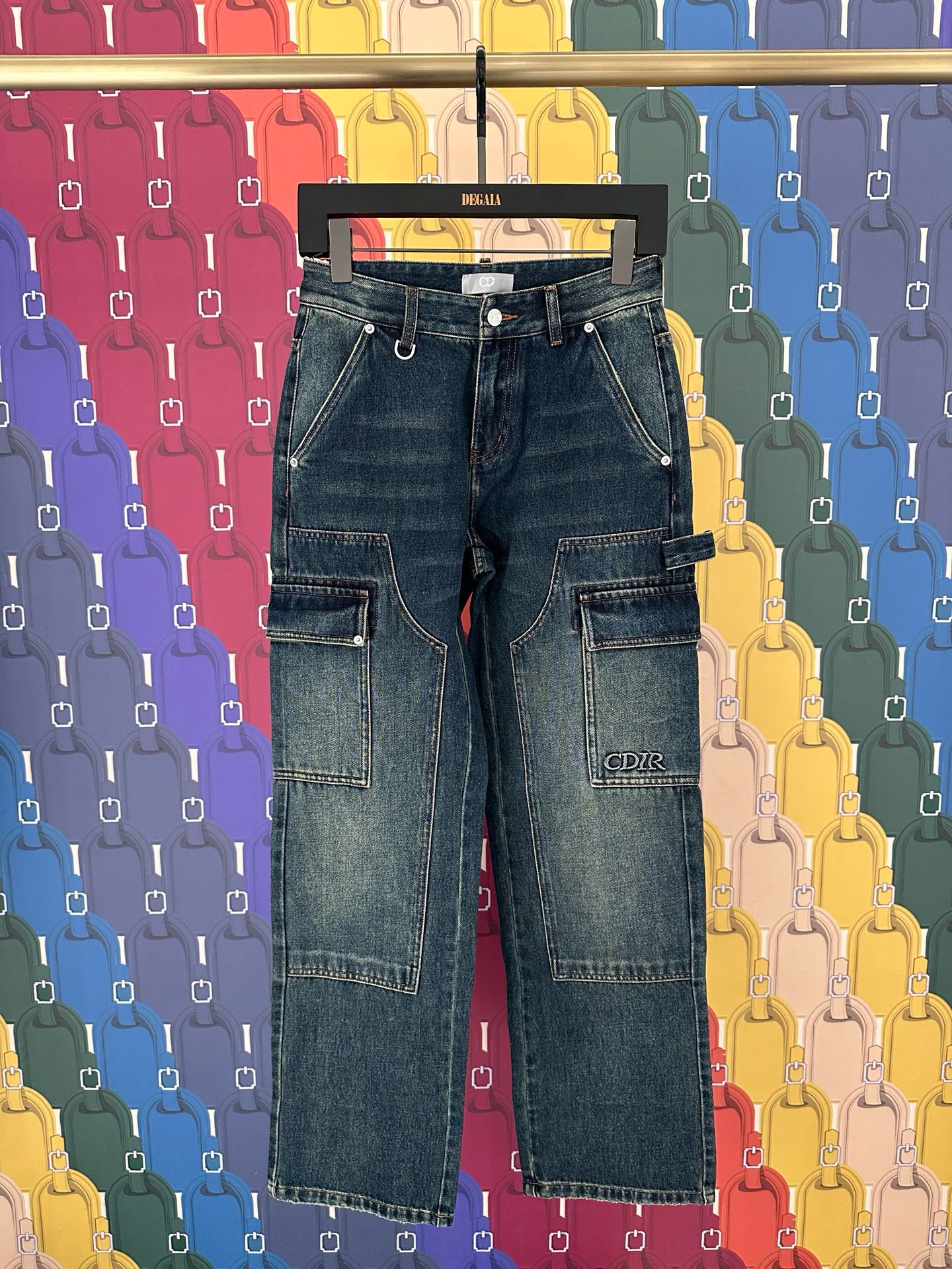 CDHOMME 25秋冬新款 男士时尚多口袋装饰工装牛仔裤CD53610050