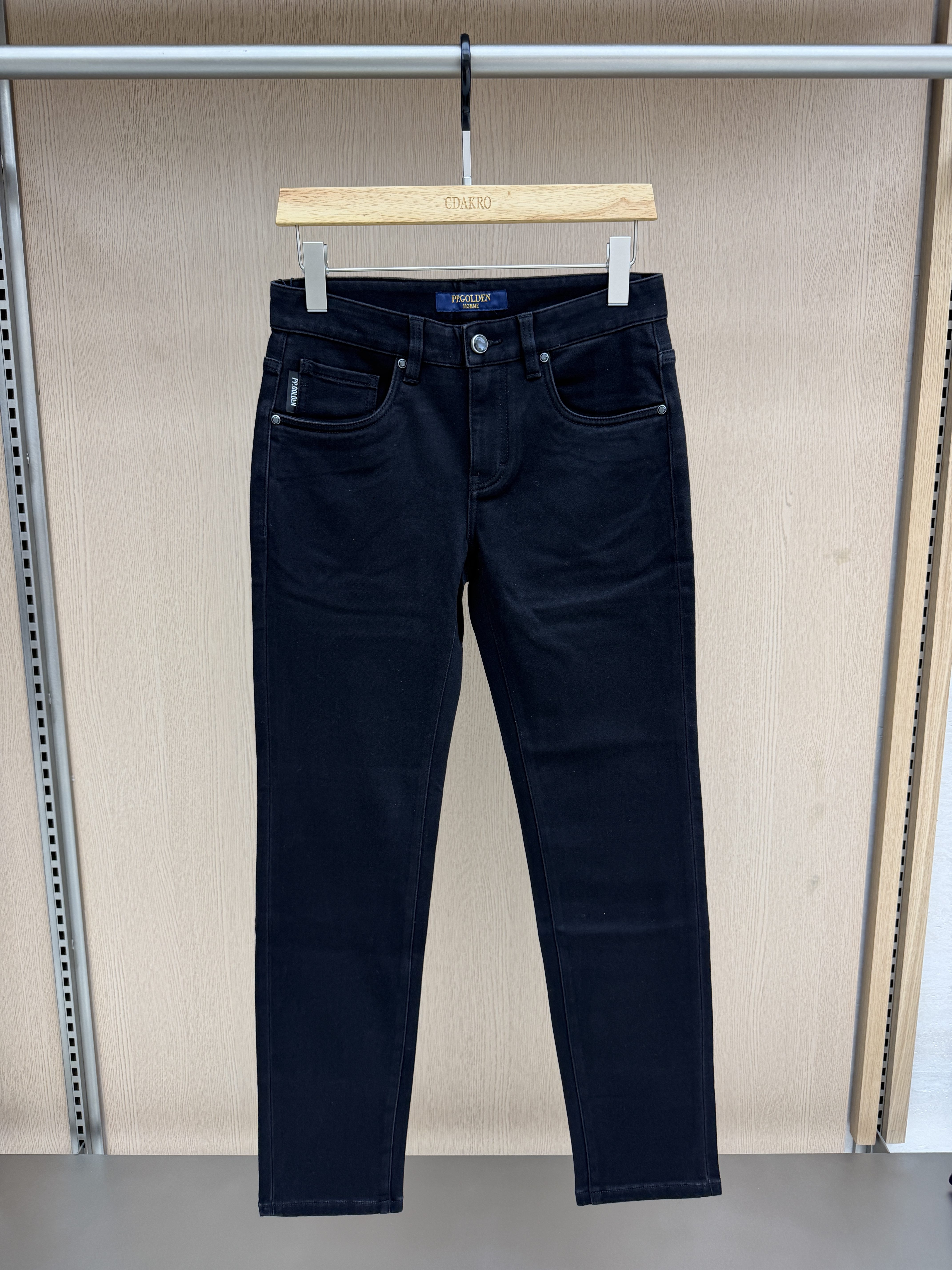 PP.GOLDEN男装26秋冬新款牛仔裤后口袋刺绣修身长裤GKN22555206