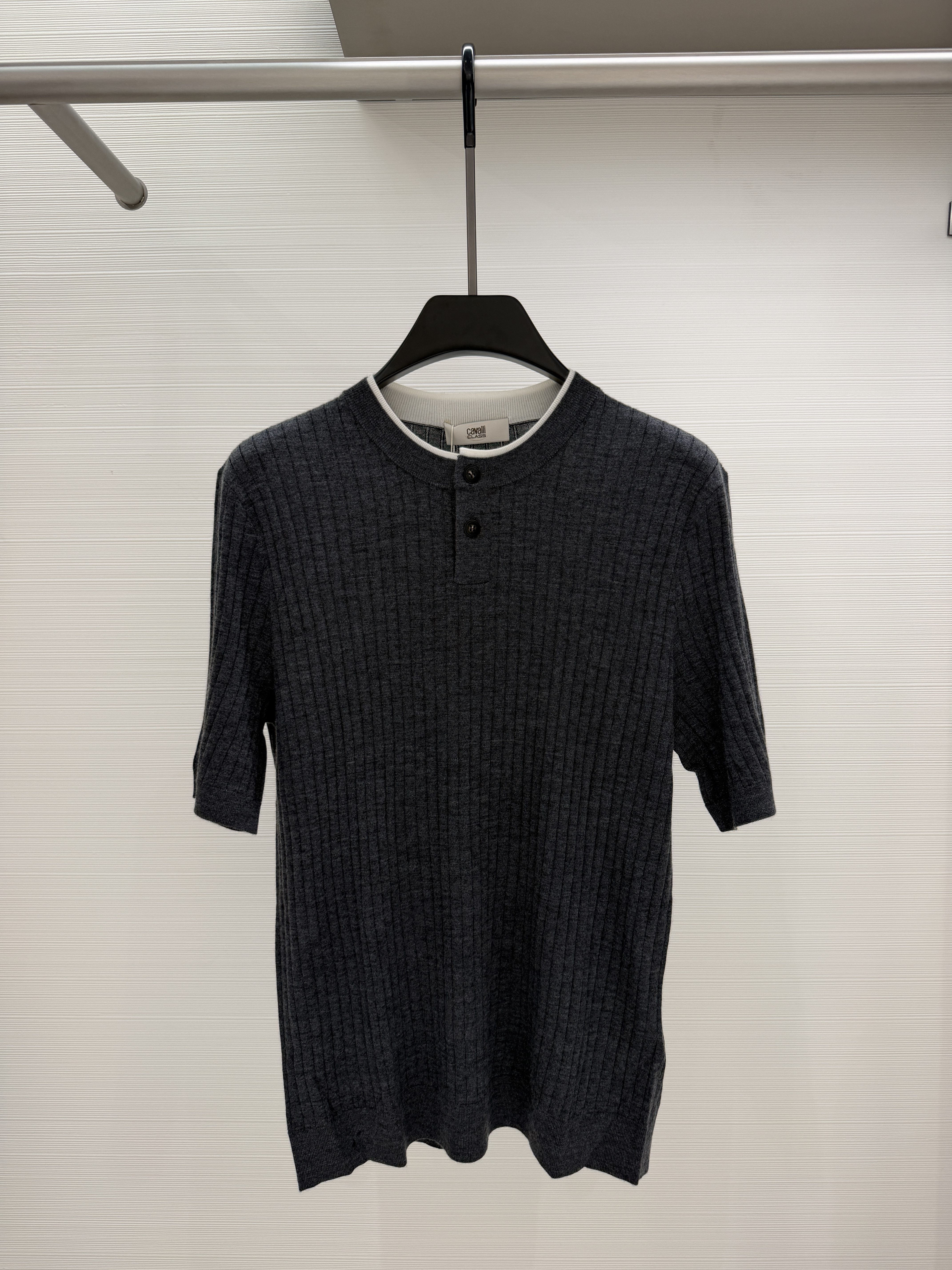 Cavalli Class男装26秋冬新款短袖羊毛衫假两件上衣CM032F3251