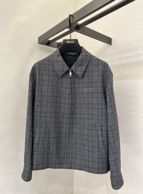 John Richmond 25秋冬新款 男士刺绣格纹翻领夹克 JUHBAJ370660