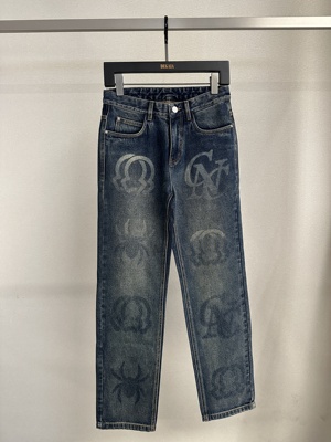 CNC 25秋冬新款 男士时尚字母logo印花休闲直筒牛仔裤811G3910BN