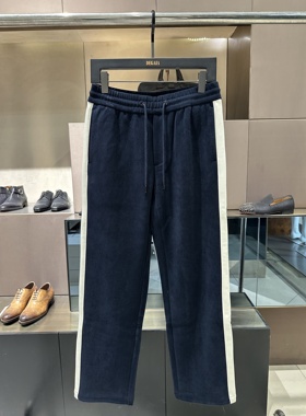 CNC 25秋冬新款 男士后口袋字母刺绣灯芯绒直筒休闲裤811G3930BD