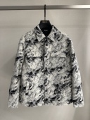 CNC 晕染泼墨满印花翻领休闲棉服811G321026 时尚 25秋冬新款 男士