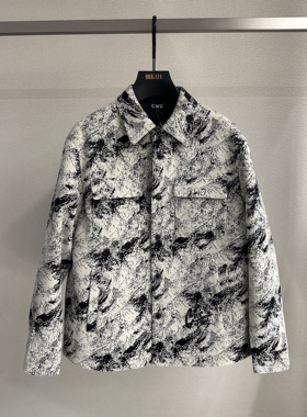 CNC 25秋冬新款 男士时尚晕染泼墨满印花翻领休闲棉服811G321026