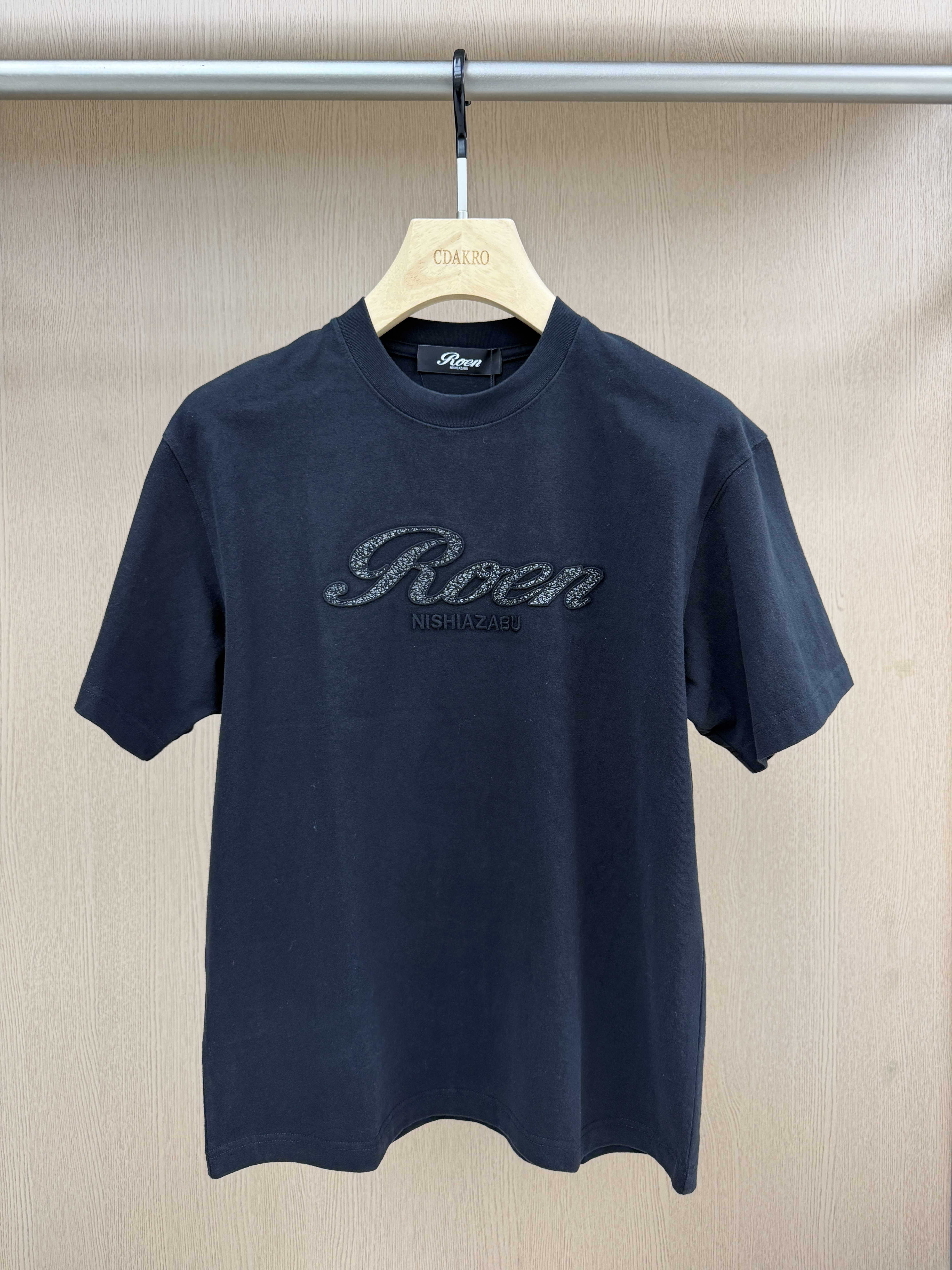 ROEN男装26秋冬新款短袖T恤字母刺绣圆领棉质休闲上衣RJ2615052