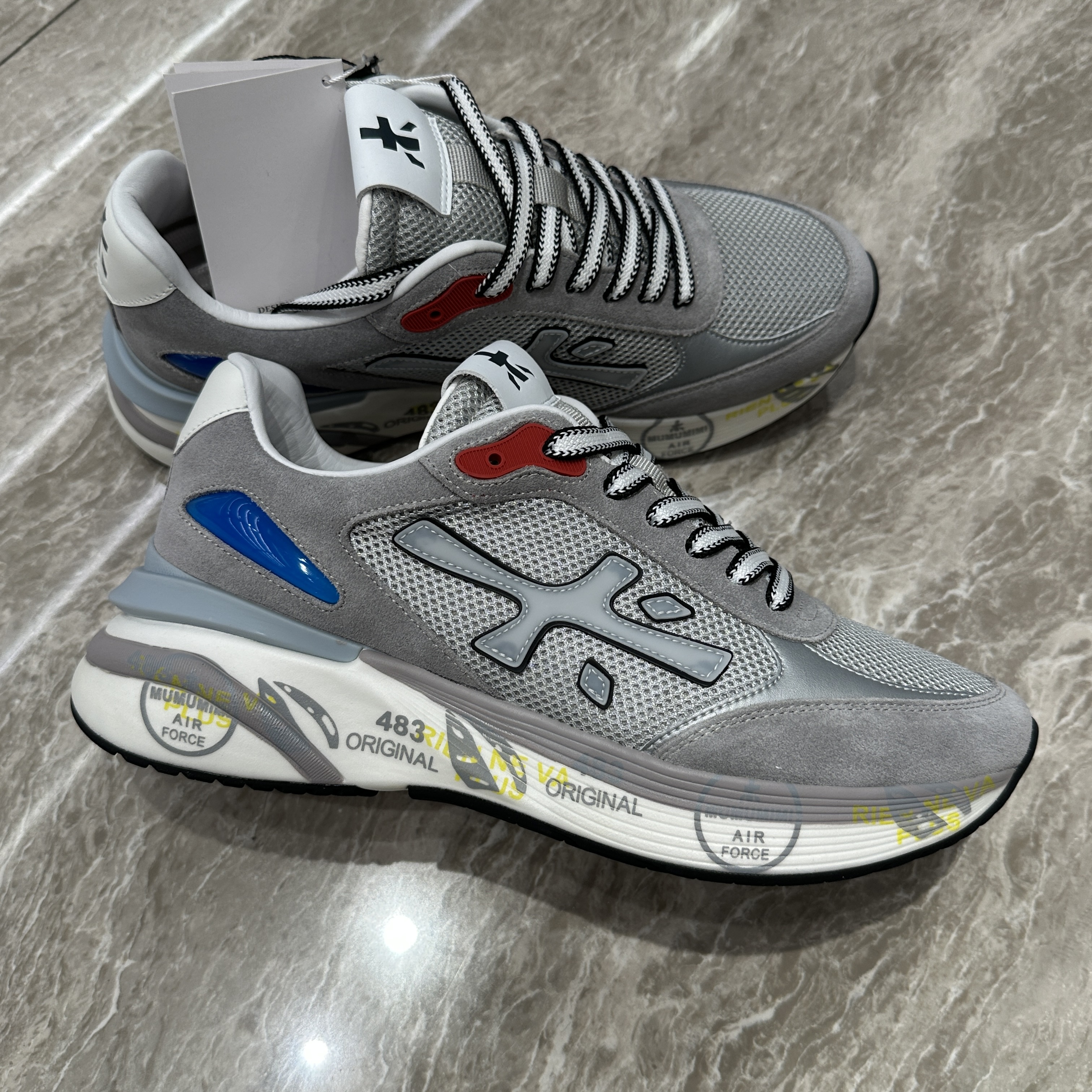 Chishaluo 25秋冬新款 男士时尚拼色系带厚底米字鞋 CH12815B34F