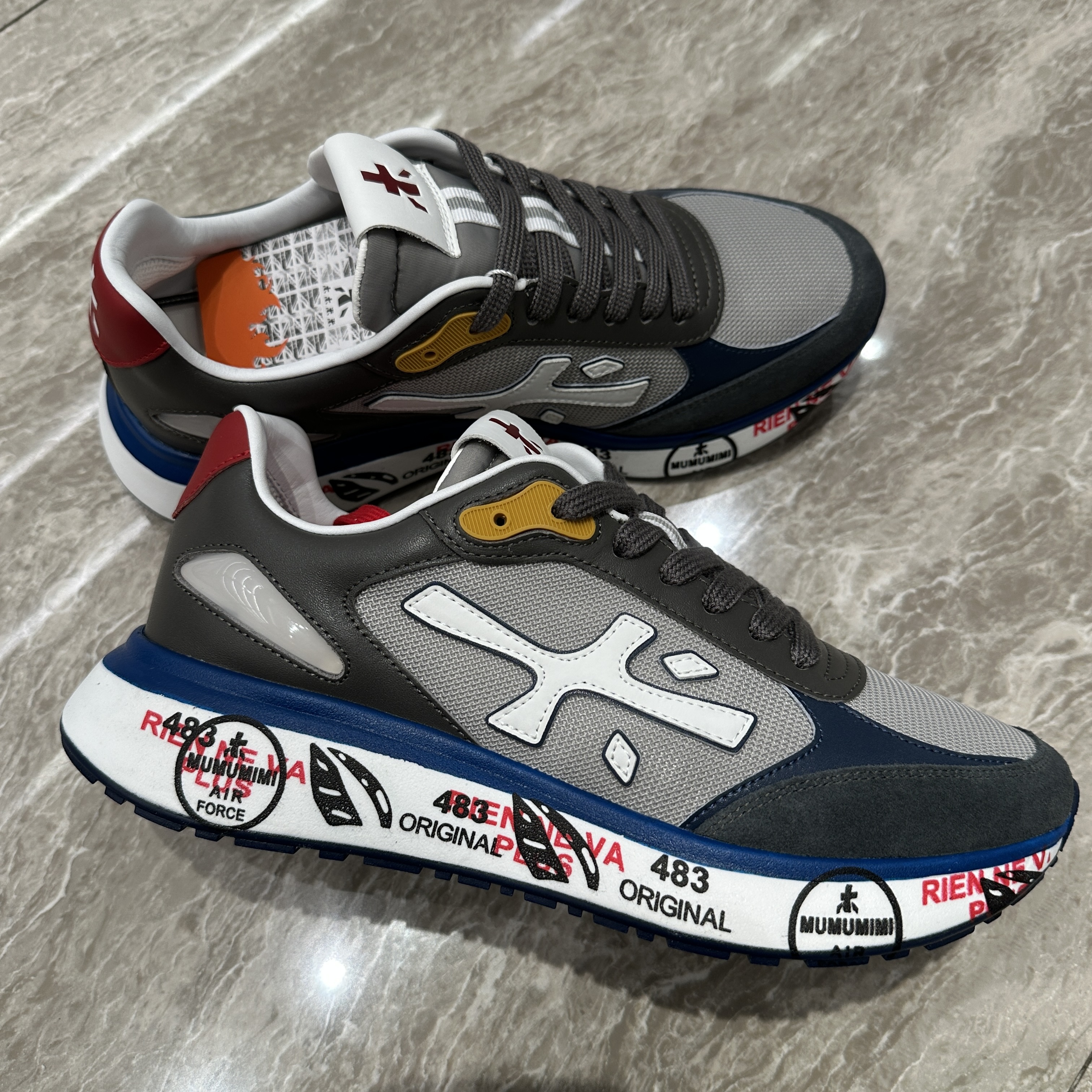 Chishaluo 25秋冬新款 男士时尚拼色系带厚底米字鞋 CH12828D08F