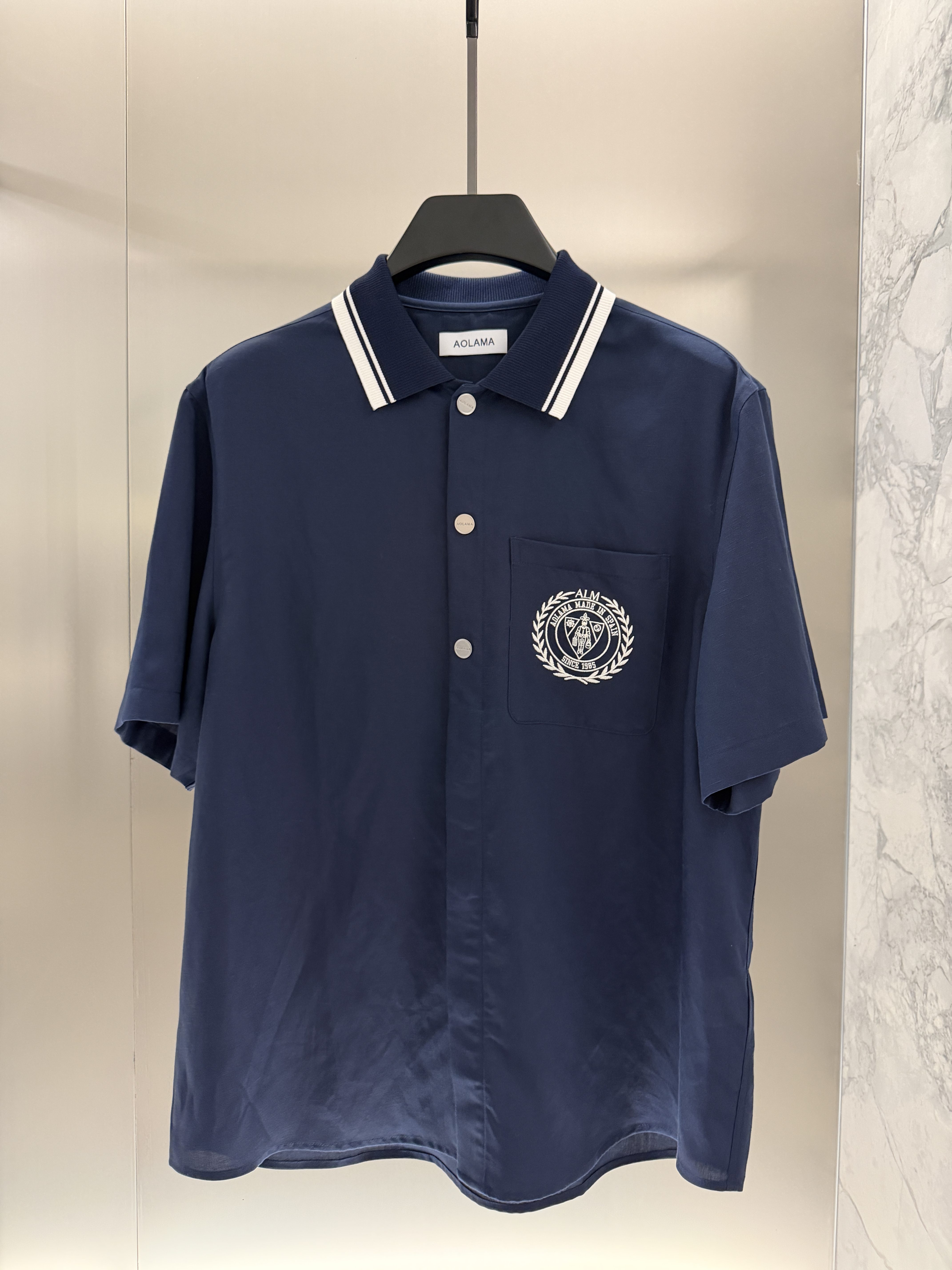 AOLAMA奥拉玛男装26夏季新款刺绣衬衫外套亚麻宽松上衣 880762269