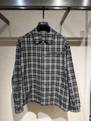 John Richmond 26春夏新款 男士拉链装饰格纹衬衫JUIAAJ370856