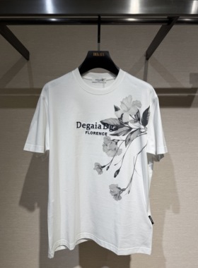 DEGAIA 26春夏新款 男士花卉印花字母刺绣短袖T恤 DUIAAT201187