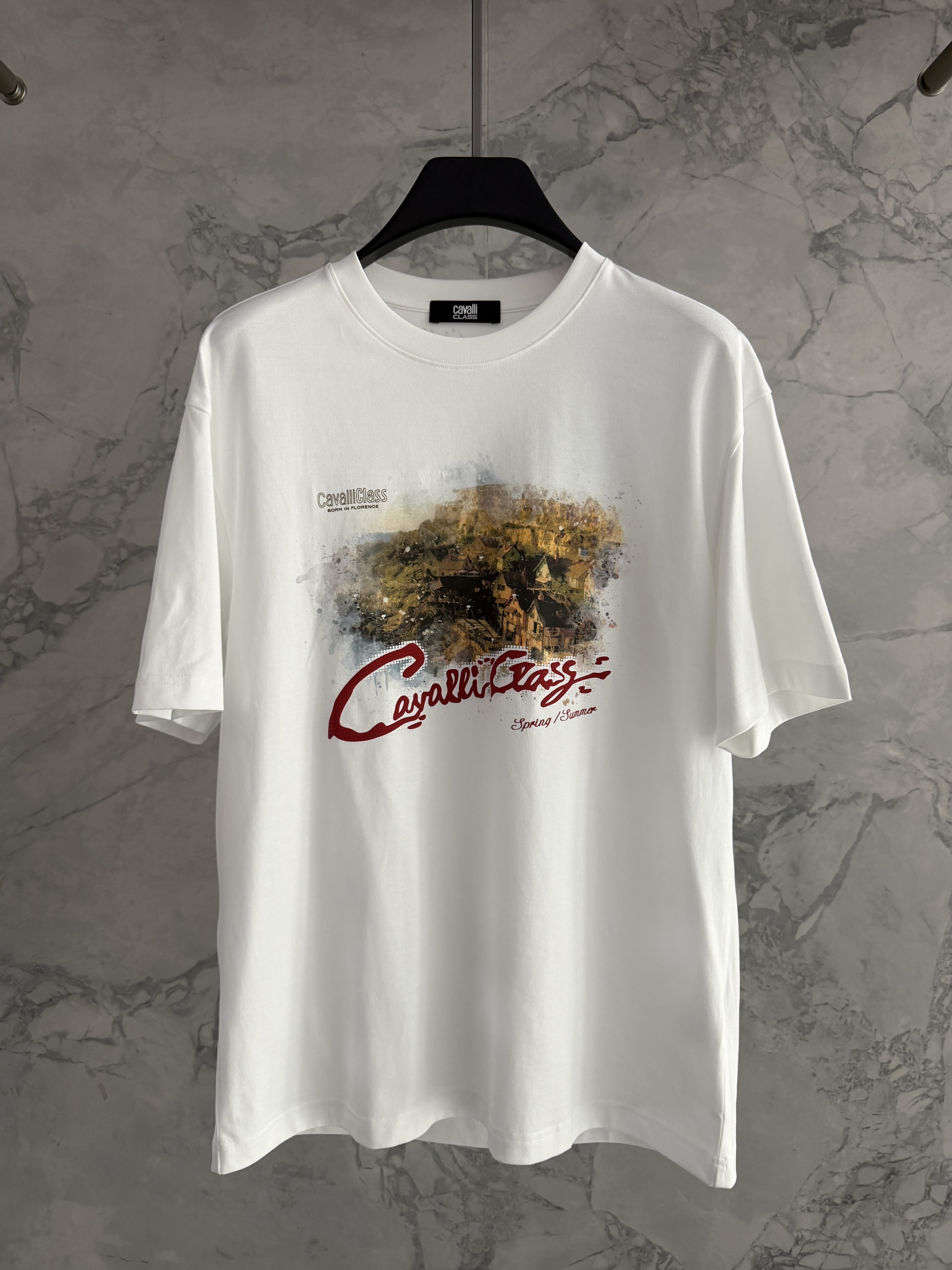 Cavalli Class 26春夏新款 男士时尚图案字母印花T恤CM022F2336