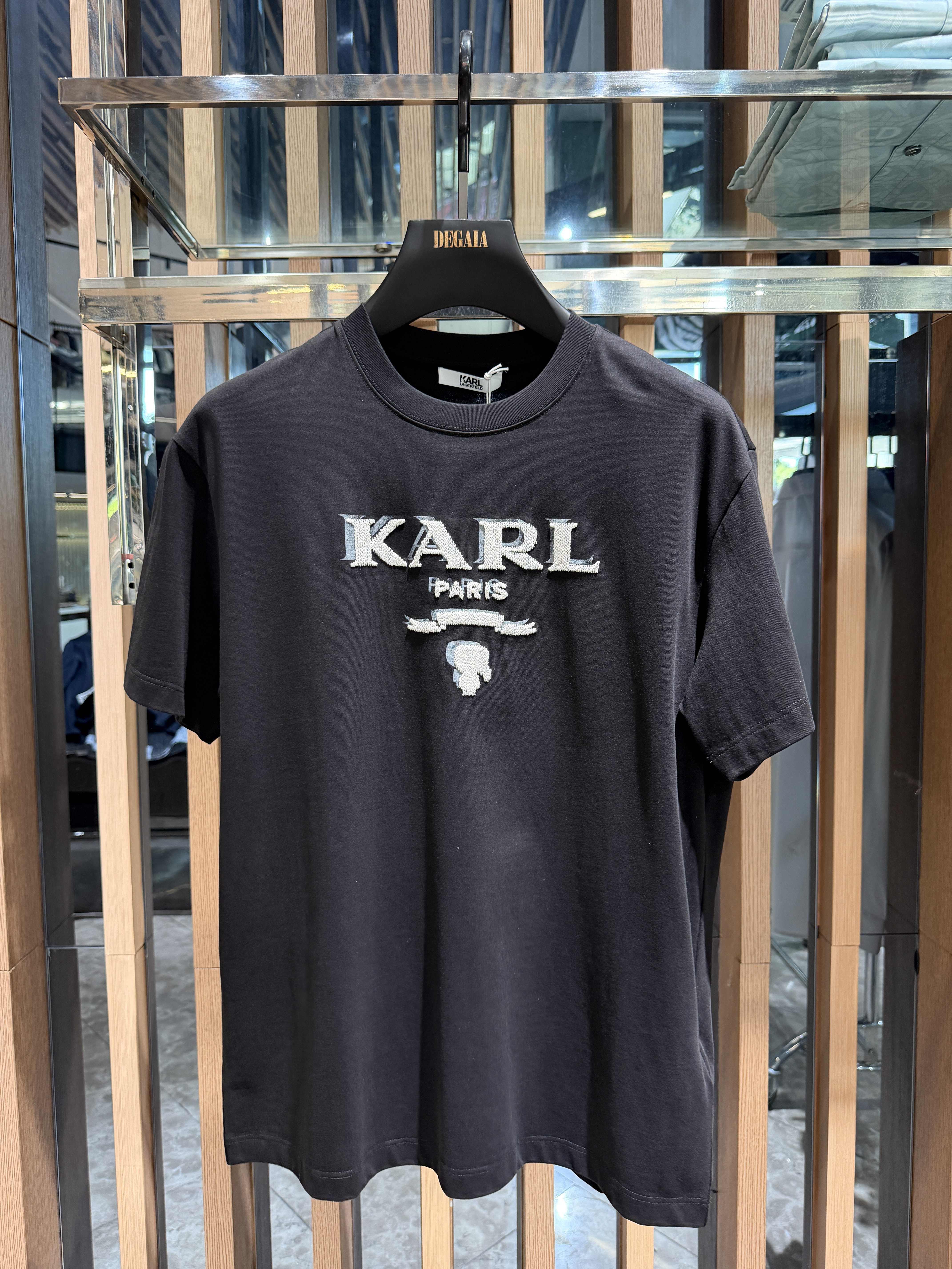 Karl Lagerfeld男装26夏季新款字母植绒印花短袖T恤1K1G30602060