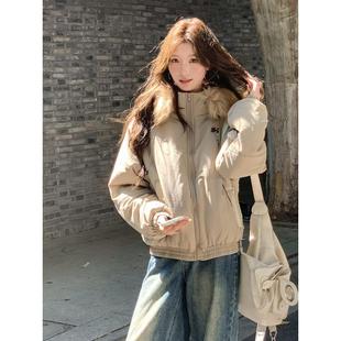 覆古派克服韩系宽松小个子外套 羽绒棉衣工装 棉服女2025年冬季 新款